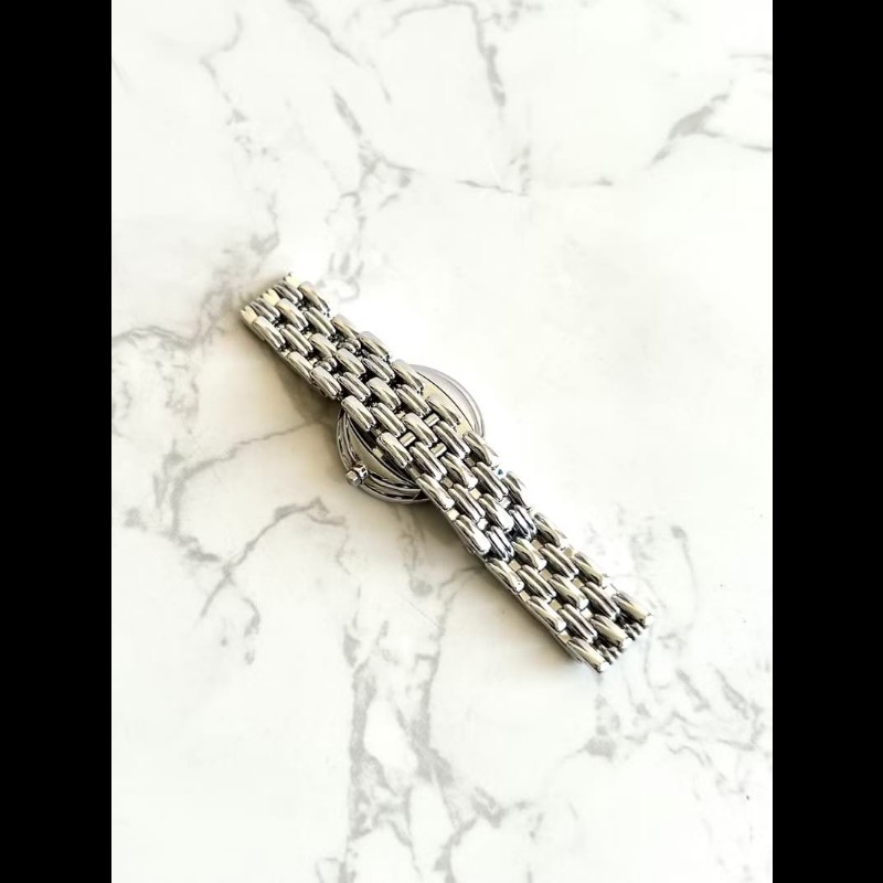 【LA LUNE】絕版稀有品 Dior灰銀色水鑽圓盤手錶古董錶 二手女裝腕錶 中古錶-6