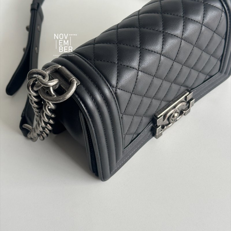 98新✨ 全配有購證🙌🏻 保卡款 Chanel 香奈兒 Le Boy 20 黑銀-2
