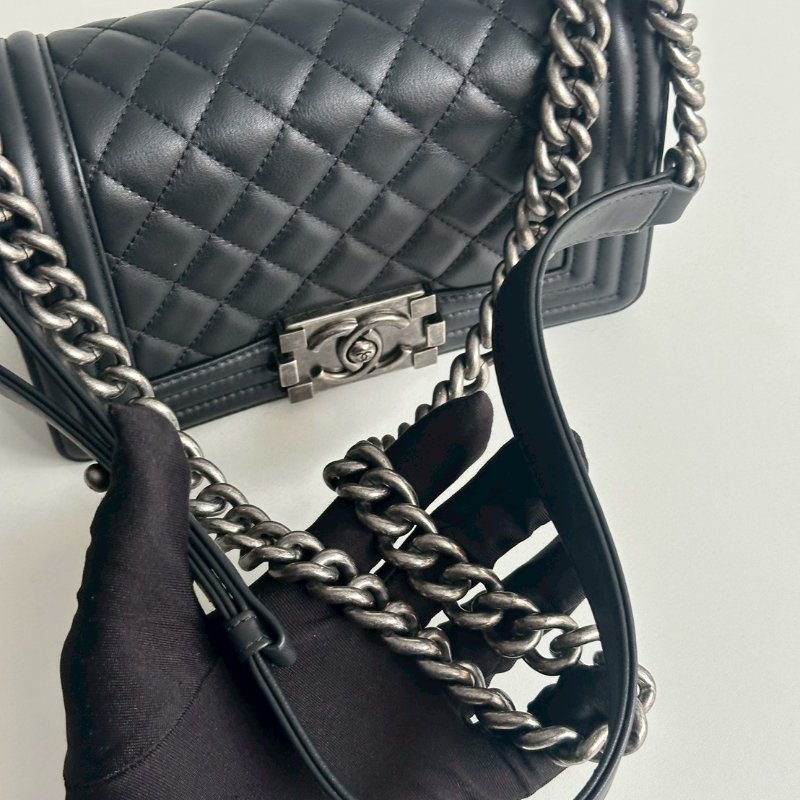 98新✨ 全配有購證🙌🏻 保卡款 Chanel 香奈兒 Le Boy 20 黑銀-11