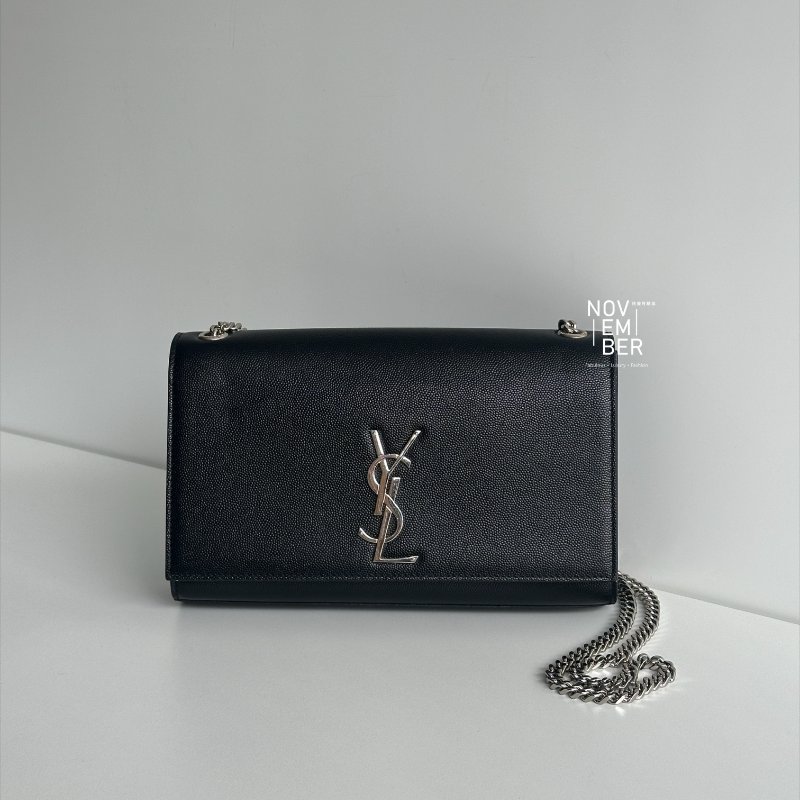 98新✨ 有購證🙌🏻 Saint Laurent YSL 聖羅蘭 信封包 黑色銀釦-0