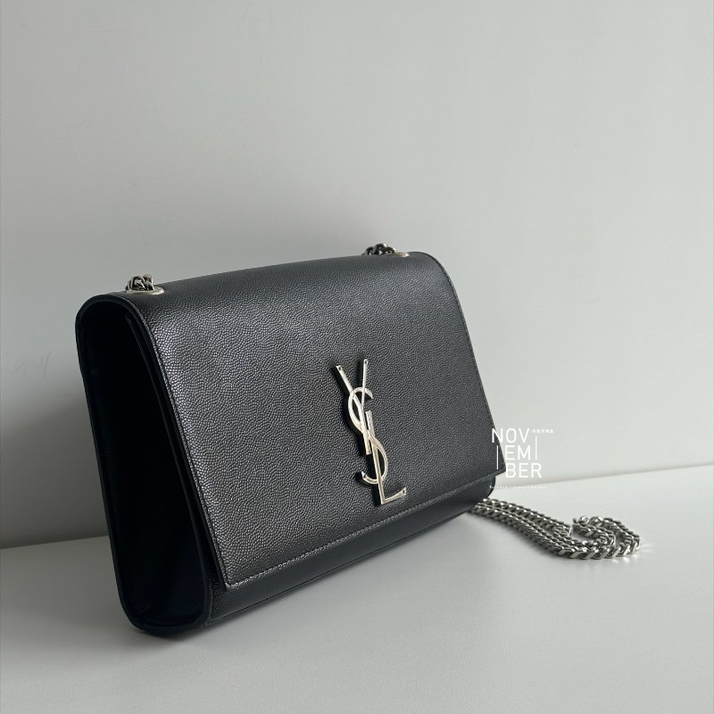 98新✨ 有購證🙌🏻 Saint Laurent YSL 聖羅蘭 信封包 黑色銀釦-1