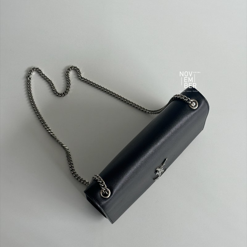 98新✨ 有購證🙌🏻 Saint Laurent YSL 聖羅蘭 信封包 黑色銀釦-2