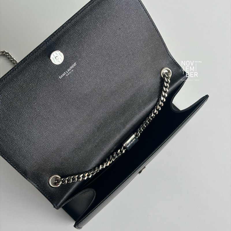 98新✨ 有購證🙌🏻 Saint Laurent YSL 聖羅蘭 信封包 黑色銀釦-3