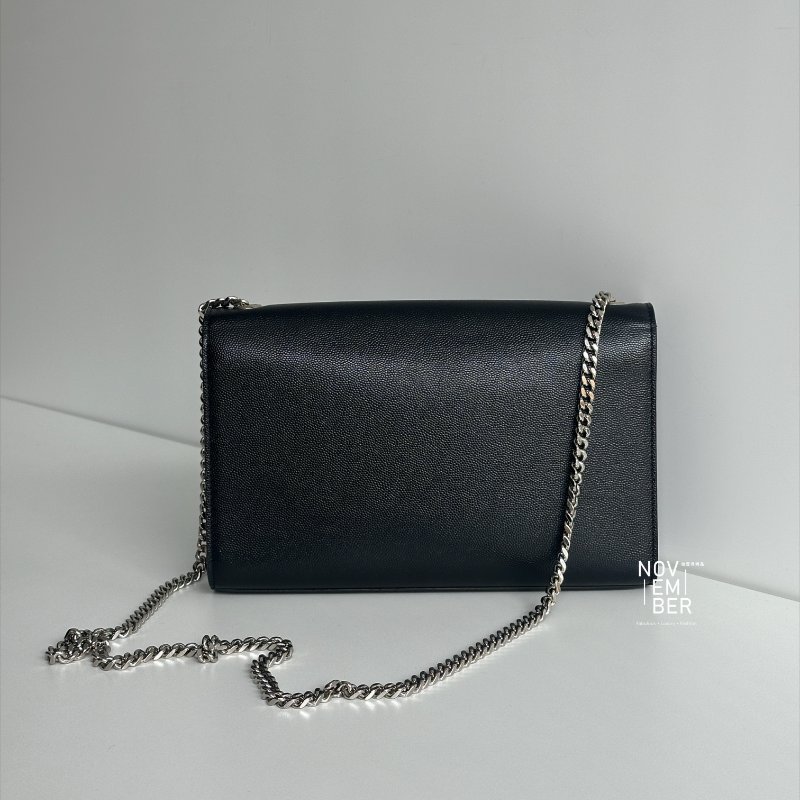 98新✨ 有購證🙌🏻 Saint Laurent YSL 聖羅蘭 信封包 黑色銀釦-4