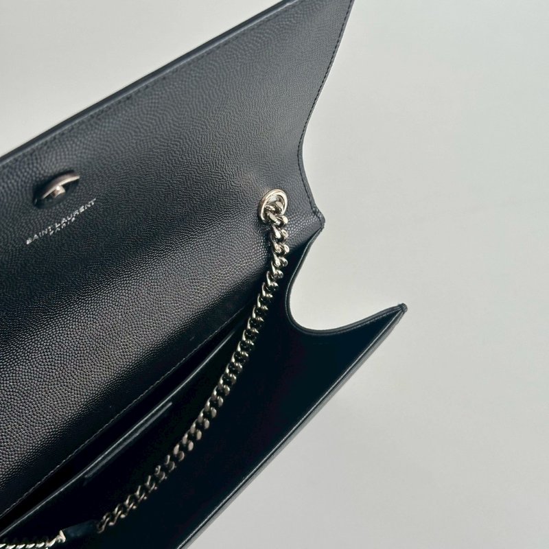98新✨ 有購證🙌🏻 Saint Laurent YSL 聖羅蘭 信封包 黑色銀釦-11