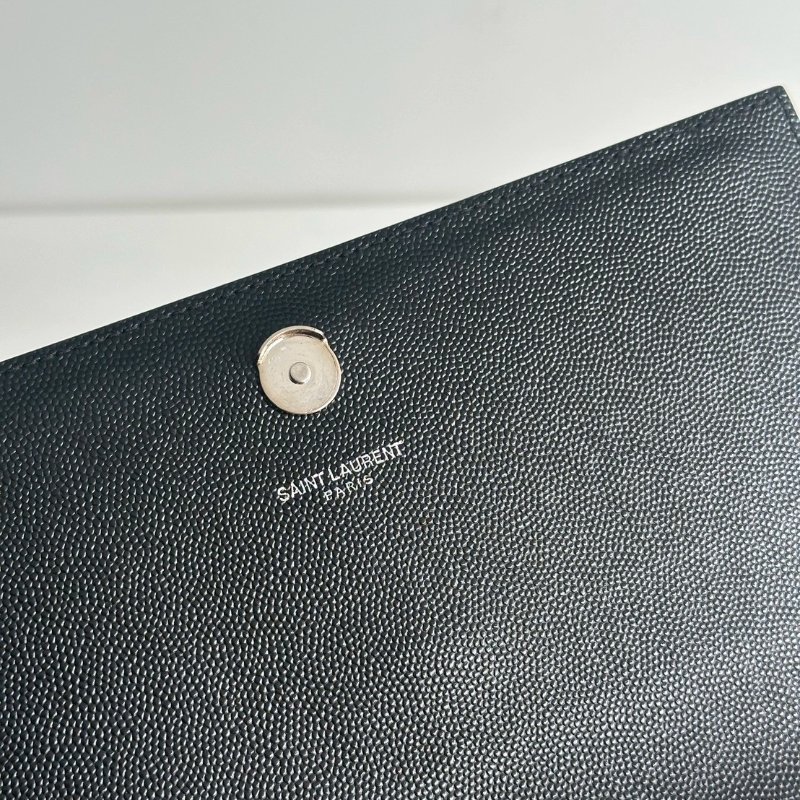 98新✨ 有購證🙌🏻 Saint Laurent YSL 聖羅蘭 信封包 黑色銀釦-12