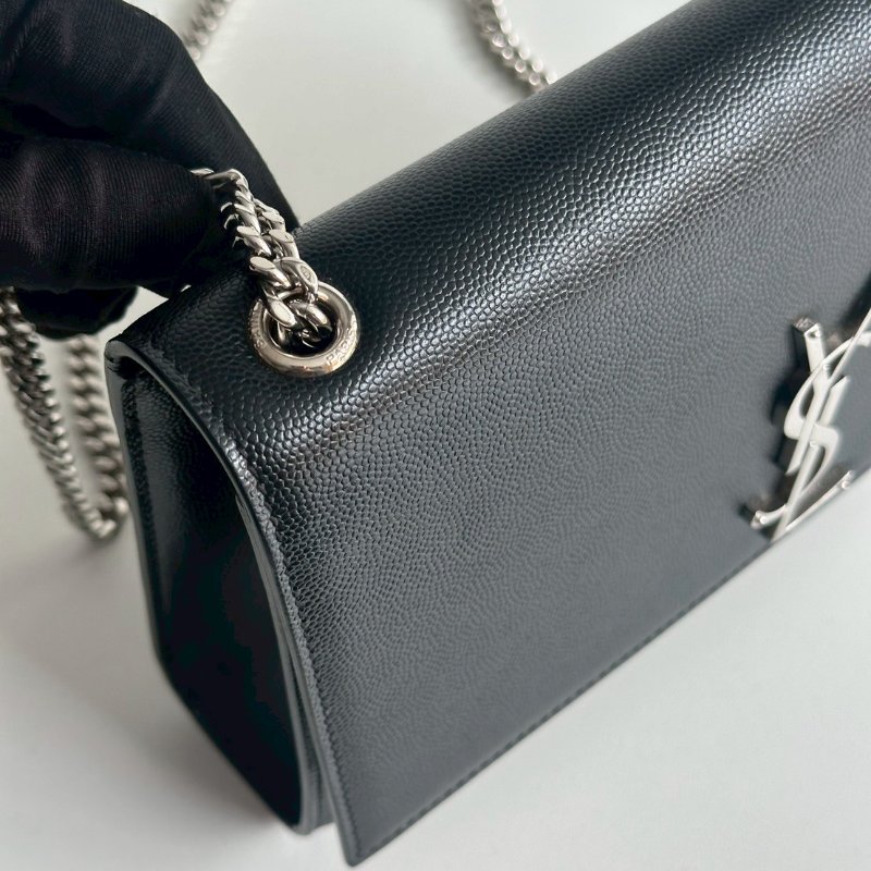 98新✨ 有購證🙌🏻 Saint Laurent YSL 聖羅蘭 信封包 黑色銀釦-13