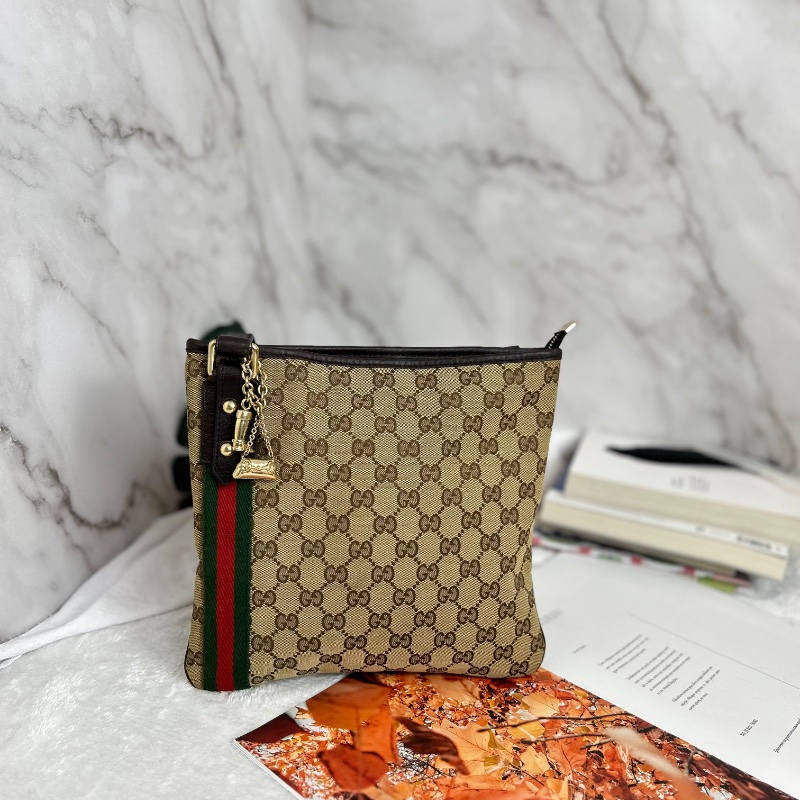 Gucci 雙G 帆布 Jolicoeur 郵差包斜背包-0