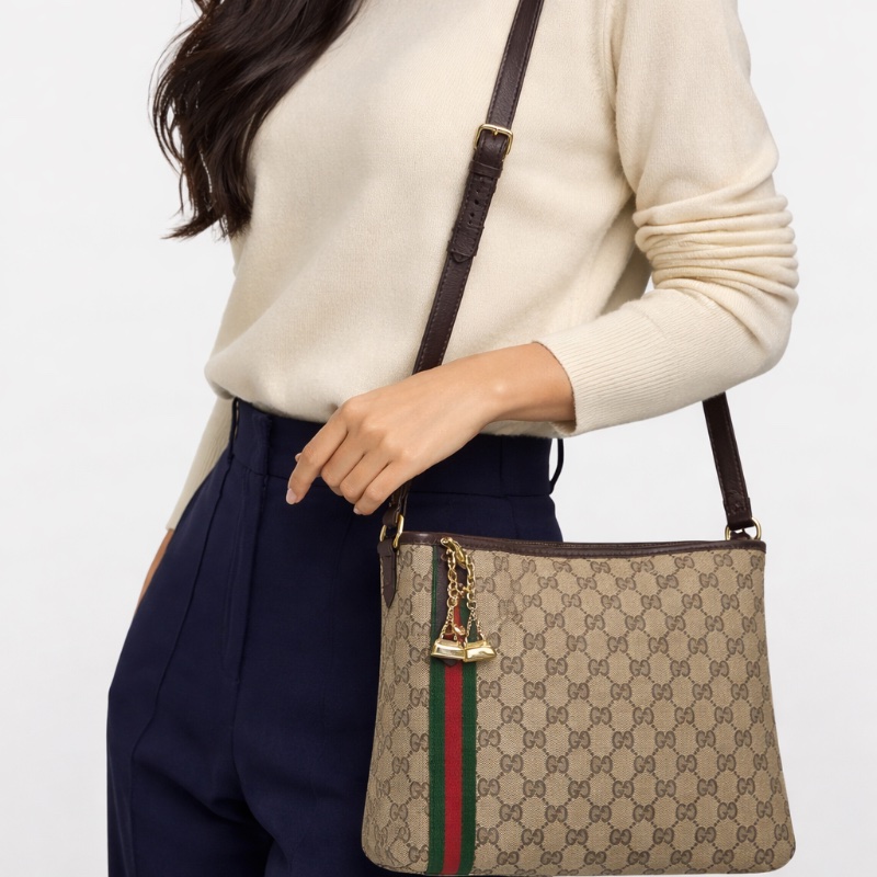 Gucci 雙G 帆布 Jolicoeur 郵差包斜背包-1