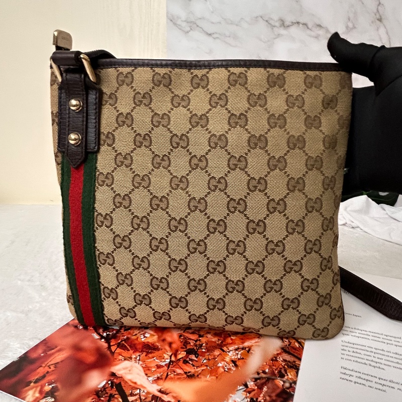 Gucci 雙G 帆布 Jolicoeur 郵差包斜背包-7