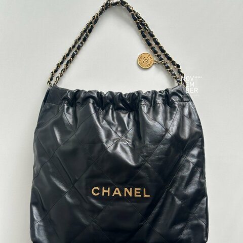 99新🆕 芯片款🖤 Chanel 香奈兒 22 bag 中號 黑色金釦