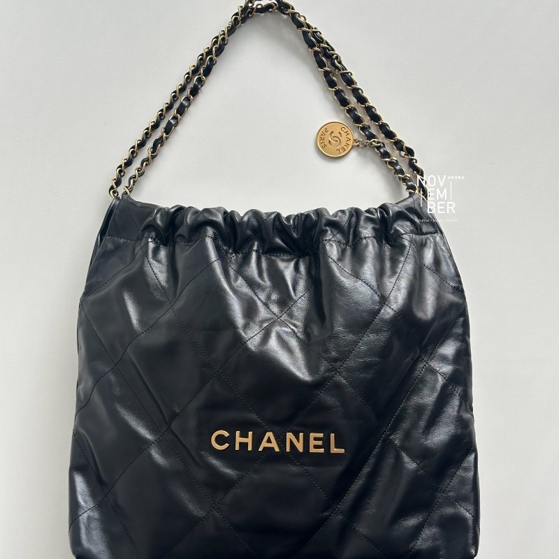 99新🆕 芯片款🖤 Chanel 香奈兒 22 bag 中號 黑色金釦-0