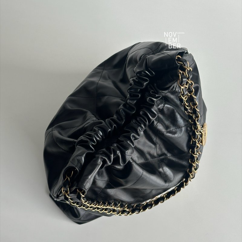 99新🆕 芯片款🖤 Chanel 香奈兒 22 bag 中號 黑色金釦-2