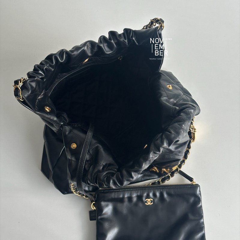 99新🆕 芯片款🖤 Chanel 香奈兒 22 bag 中號 黑色金釦-3