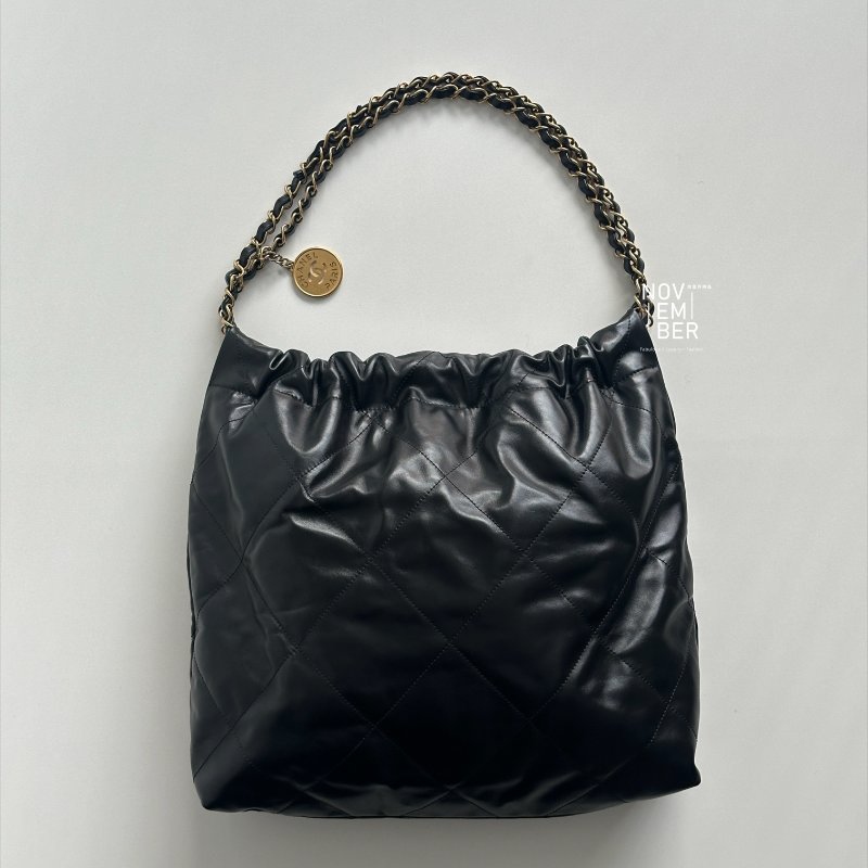 99新🆕 芯片款🖤 Chanel 香奈兒 22 bag 中號 黑色金釦-4