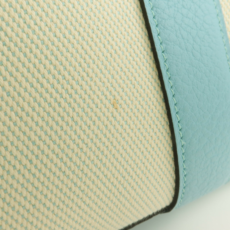 HERMES Negonda皮革/帆布Garden Party PM銀扣手挽袋Bleu Atoll-11