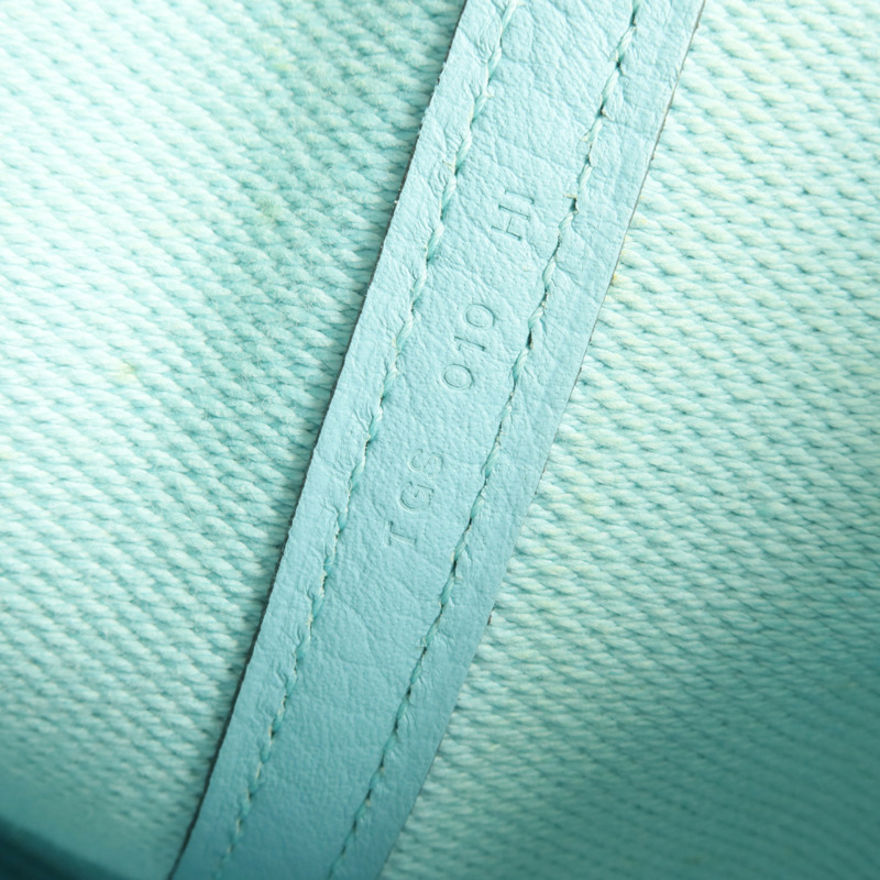 HERMES Negonda皮革/帆布Garden Party PM銀扣手挽袋Bleu Atoll-17