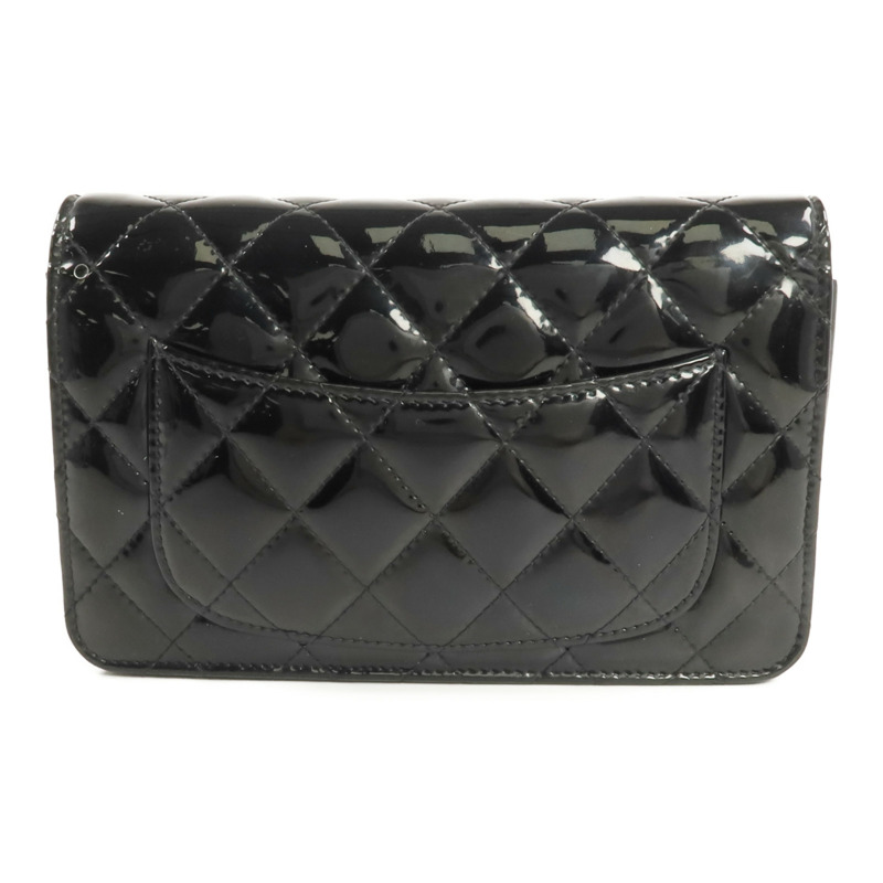 CHANEL 漆皮皮革Wallet On Chain銀扣鏈帶肩背袋-1