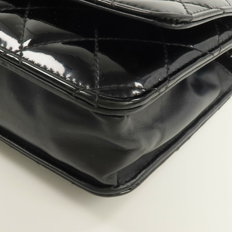 CHANEL 漆皮皮革Wallet On Chain銀扣鏈帶肩背袋-5