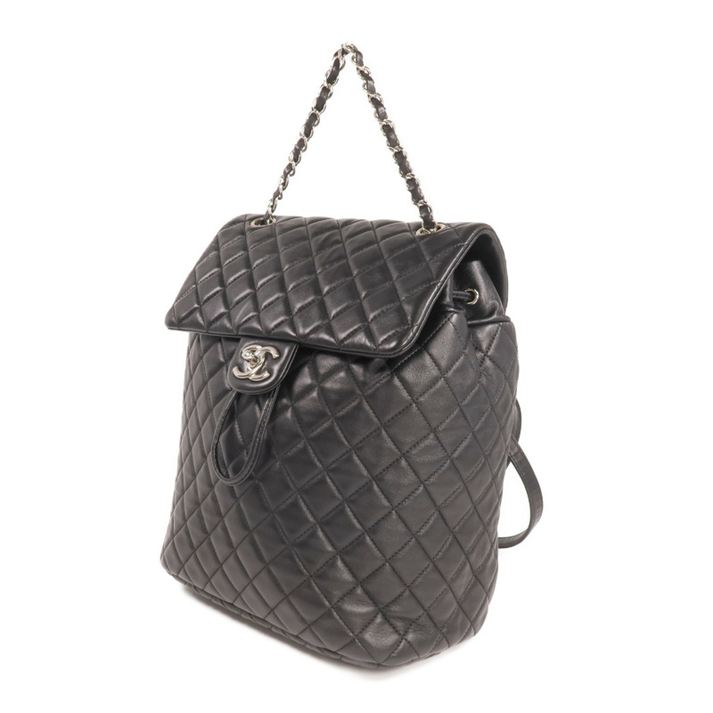 CHANEL 羊皮皮革Backpack銀扣背包-2