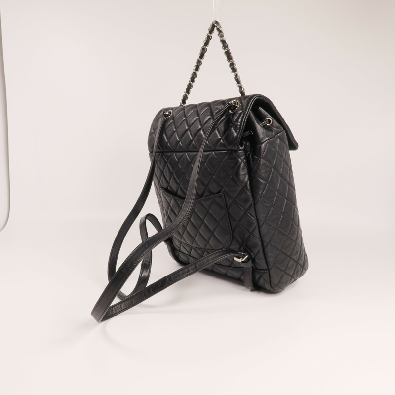 CHANEL 羊皮皮革Backpack銀扣背包-3