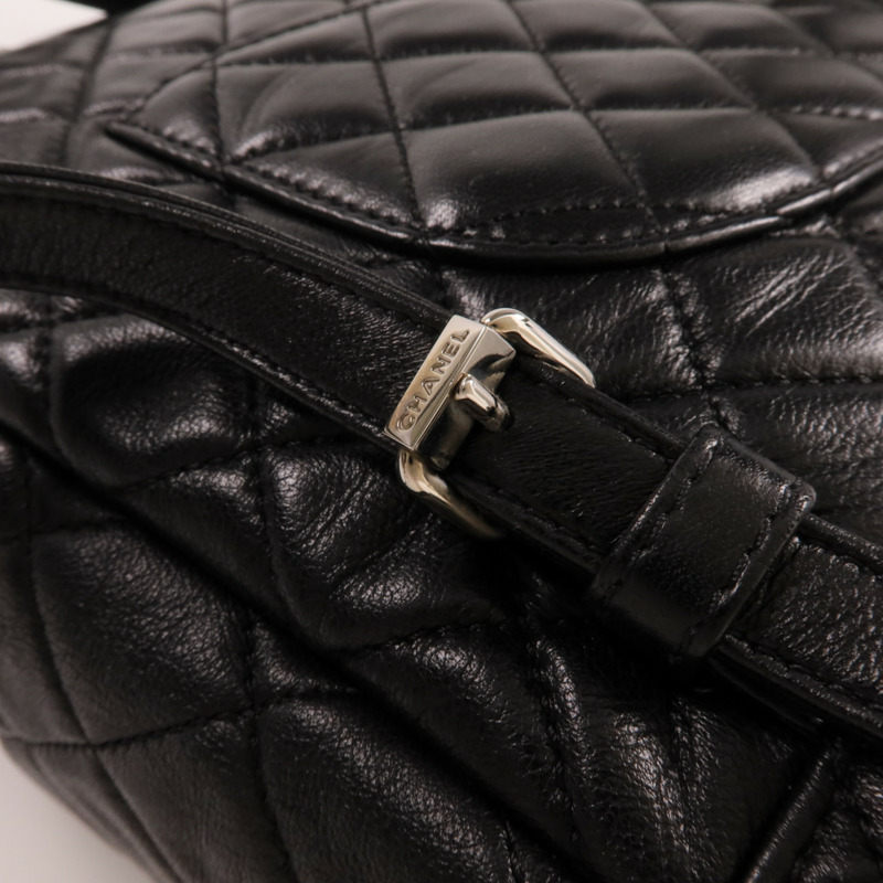 CHANEL 羊皮皮革Backpack銀扣背包-9