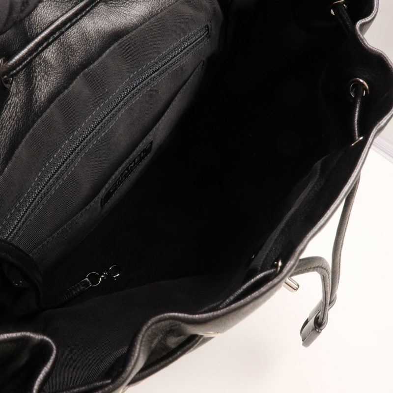 CHANEL 羊皮皮革Backpack銀扣背包-13