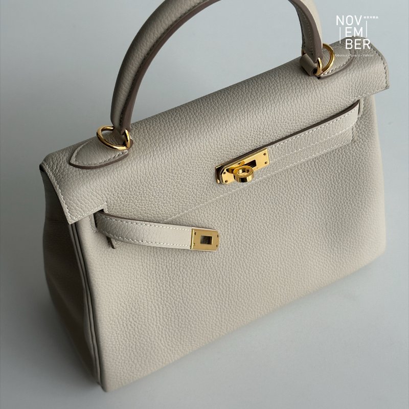 99新🆕 全配有購證🙌🏻 天菜包款🤍 Hermès 愛馬仕 Kelly 25 奶昔白金釦-3