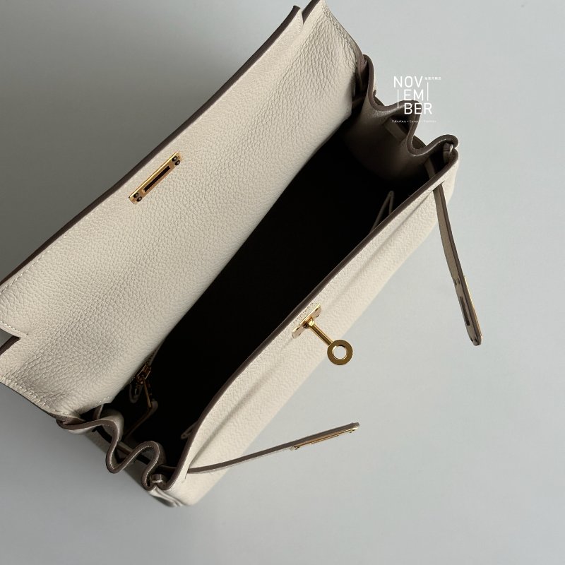 99新🆕 全配有購證🙌🏻 天菜包款🤍 Hermès 愛馬仕 Kelly 25 奶昔白金釦-4