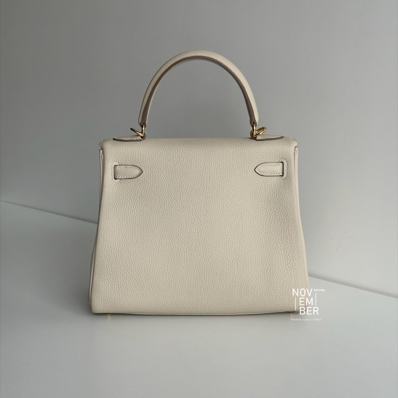 99新🆕 全配有購證🙌🏻 天菜包款🤍 Hermès 愛馬仕 Kelly 25 奶昔白金釦-5