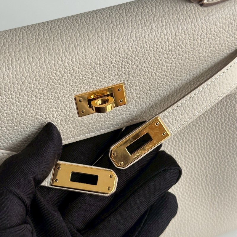 99新🆕 全配有購證🙌🏻 天菜包款🤍 Hermès 愛馬仕 Kelly 25 奶昔白金釦-14