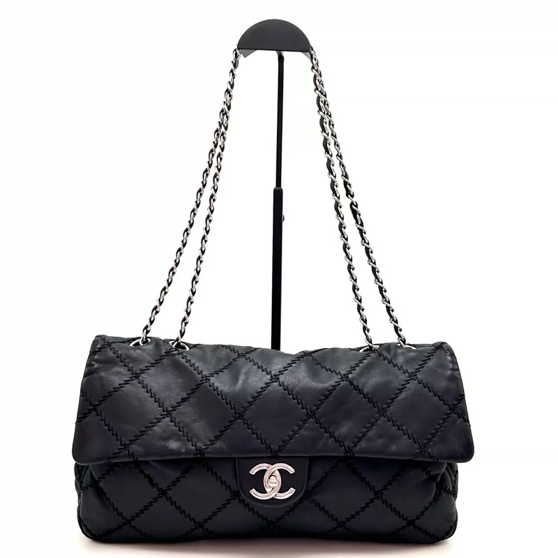 CHANEL 外縫機場包 黑色牛皮 尺寸34*18*5 成色好-1