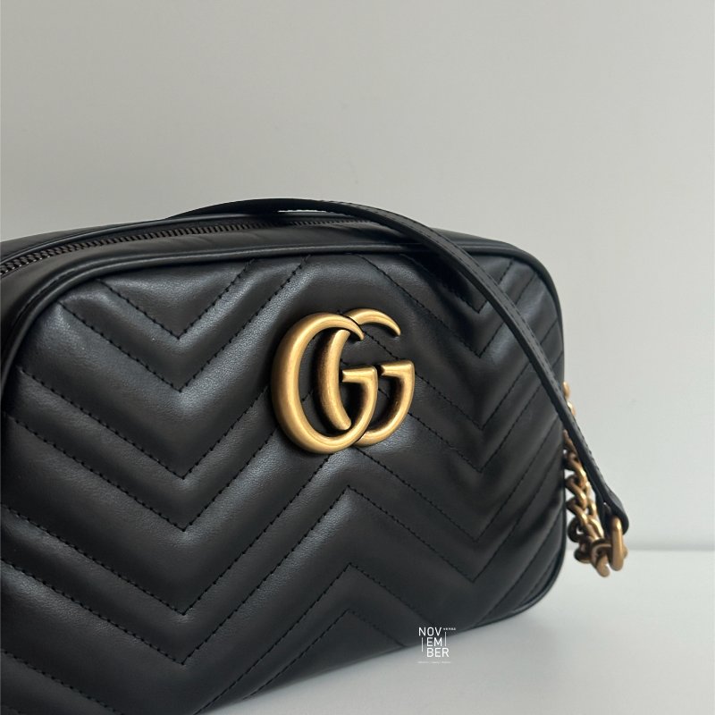 99新🆕 全配有購證🙌🏻 Gucci 古馳 GG相機包 黑金-1