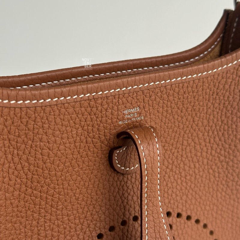 99新🆕 Hermès 愛馬仕 Mini Evelyne 金棕銀釦 二代-4