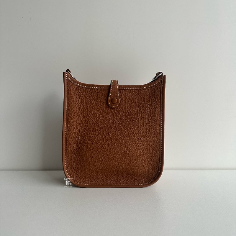 99新🆕 Hermès 愛馬仕 Mini Evelyne 金棕銀釦 二代-5