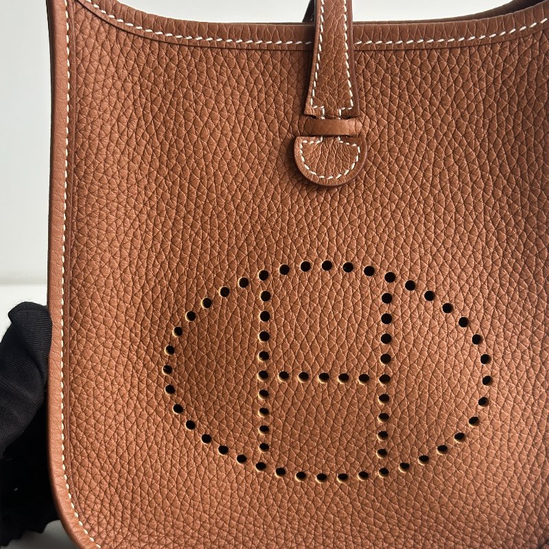 99新🆕 Hermès 愛馬仕 Mini Evelyne 金棕銀釦 二代-8