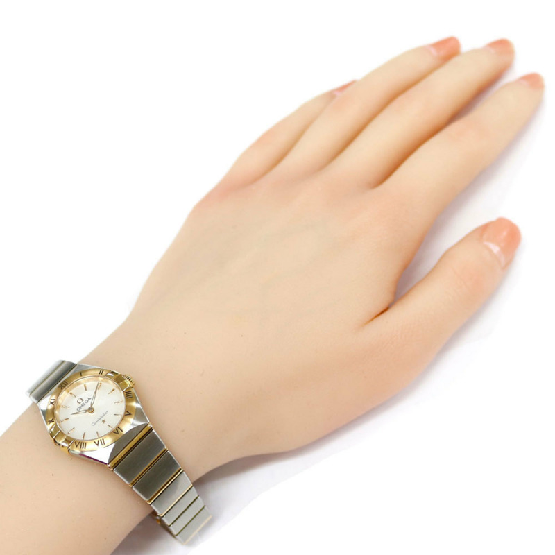 歐米茄星座系列腕錶,不鏽鋼錶殼,石英機芯,型號13120256005002,92962XXX,女士款,二手,白色錶殼-1