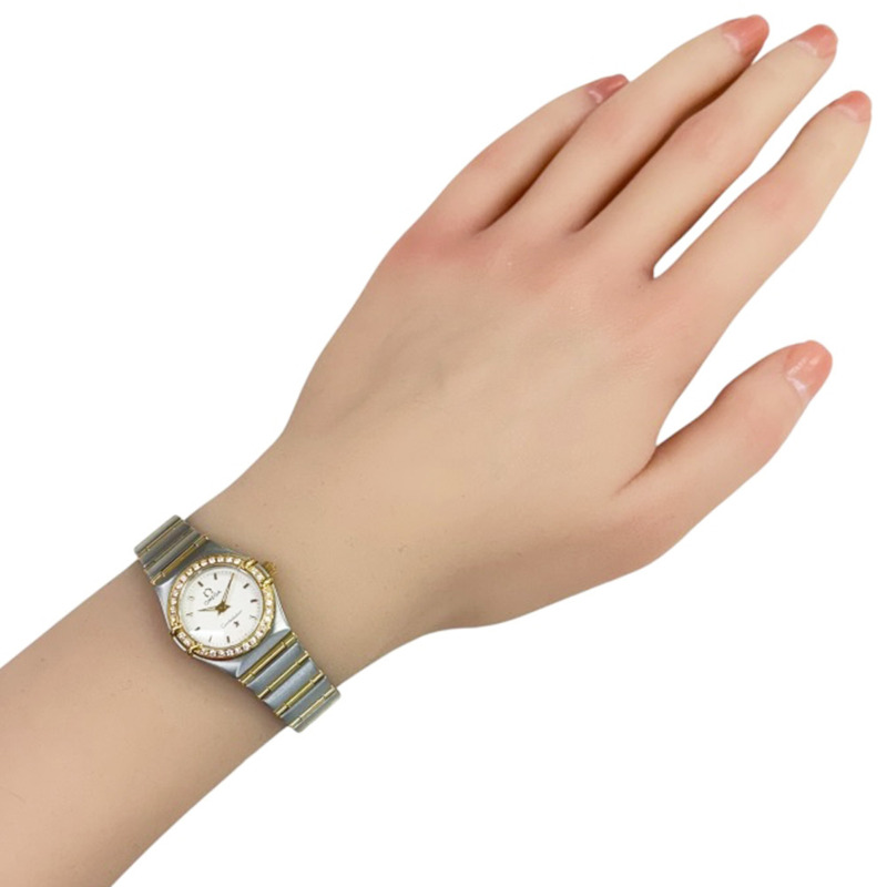 歐米茄星座系列腕錶，不鏽鋼材質，型號1267.30，石英機芯，女士款，58184XXX，二手，鑲鑽錶圈-1