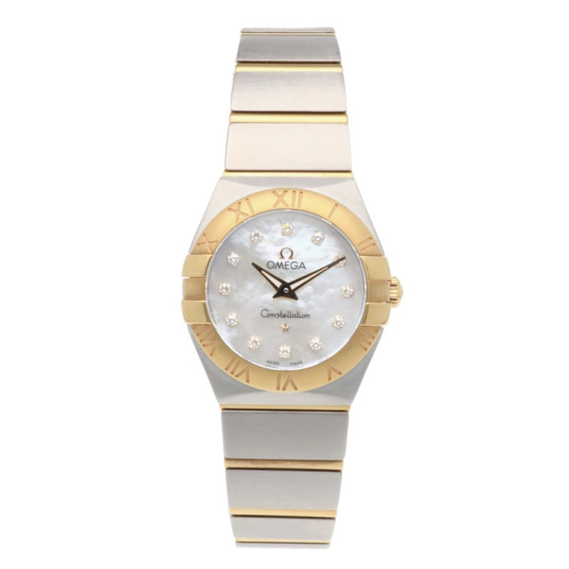 歐米茄星座系列腕錶，不鏽鋼石英錶 92086XXX，女士款，二手，12 顆鑽石，珍珠母貝錶盤。-7