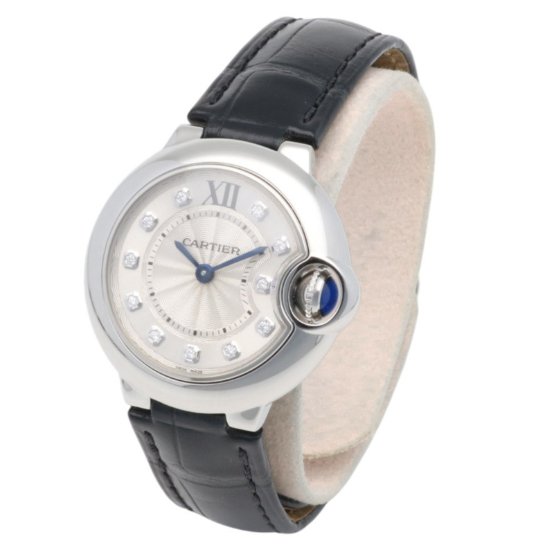 卡地亞藍氣球腕錶,不鏽鋼3009石英女錶,二手,11顆鑽石-2