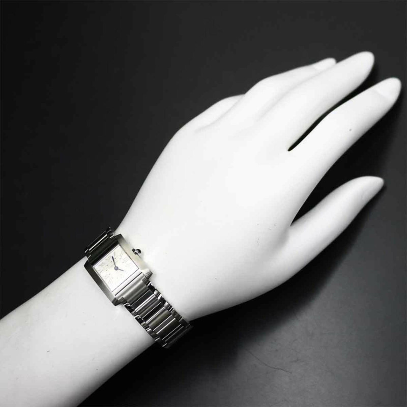 卡地亞 Tank Française SM WSTA0129 女士腕錶,銀色,石英錶-3