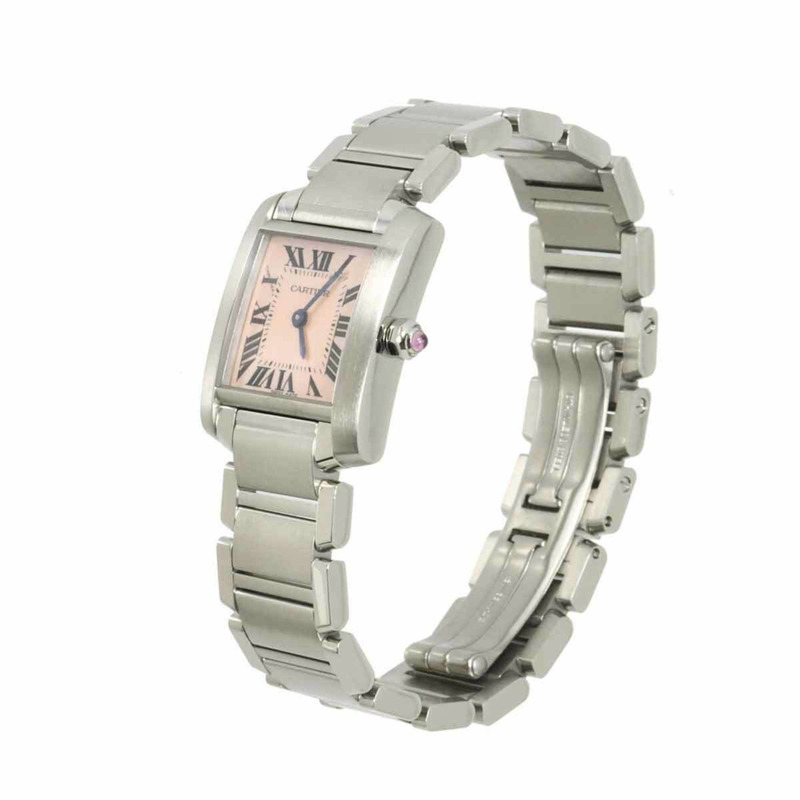 卡地亞 Tank Française SM W51028Q3 女士腕錶,粉紅錶殼,石英錶-1