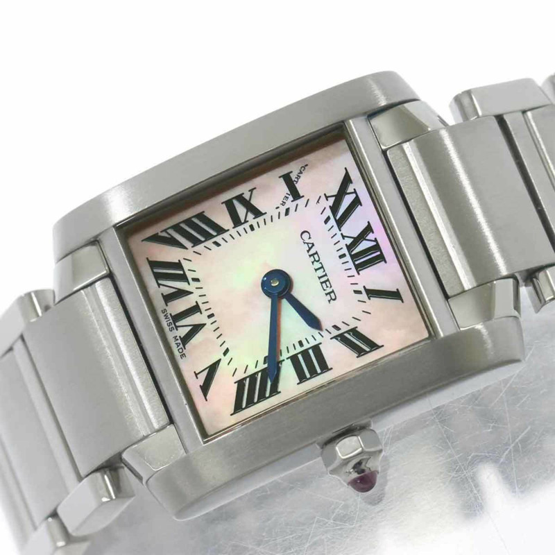 卡地亞 Tank Française SM W51028Q3 女士腕錶,粉紅錶殼,石英錶-6