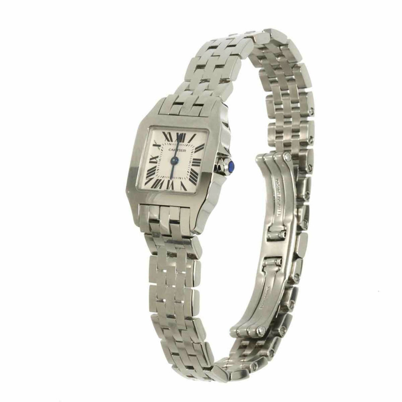 卡地亞 Santos Demoiselle SM W25064Z5 女士腕錶,象牙色,石英錶-3