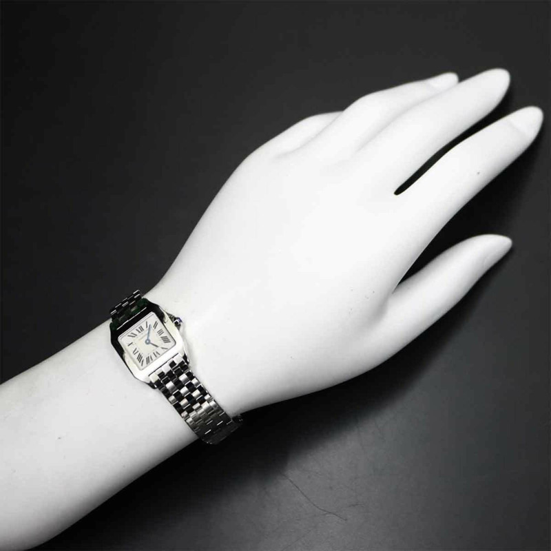 卡地亞 Santos Demoiselle SM W25064Z5 女士腕錶,象牙色,石英錶-4