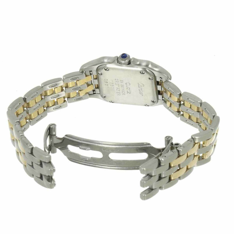 卡地亞 Panthère SM 雙排雙色女士腕錶 84083242 象牙色 18K 黃金石英錶-4