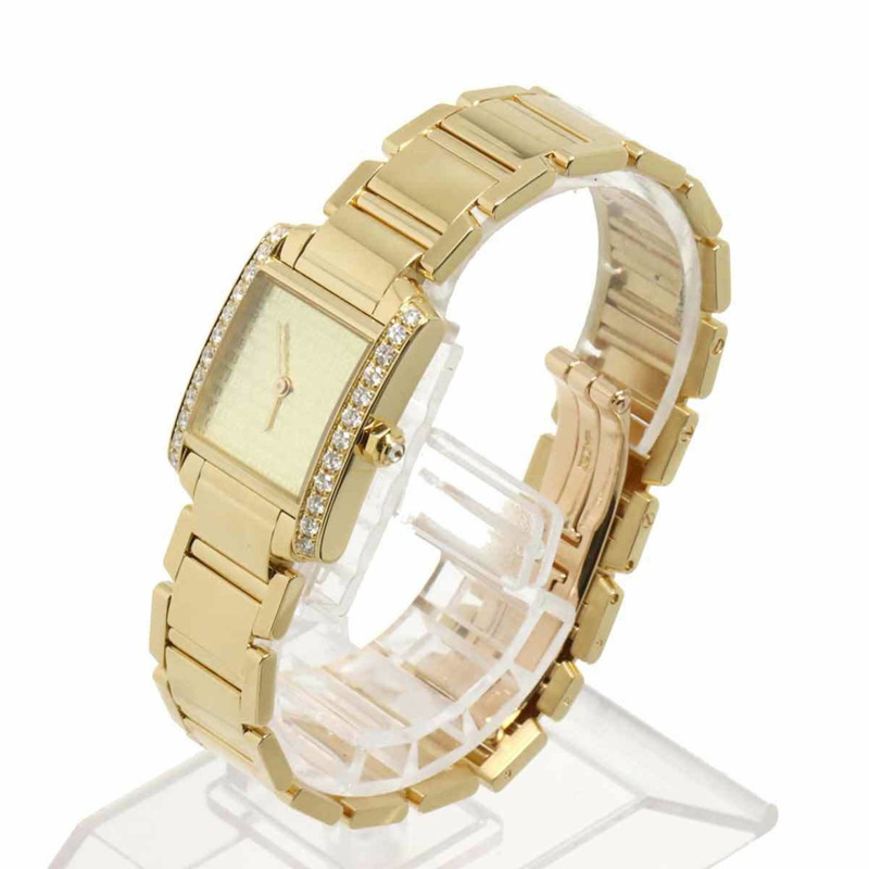 卡地亞 Tank Française SM WE1023R8 女士腕錶,鑲鑽錶圈,18K 黃金,實心石英機芯。-2