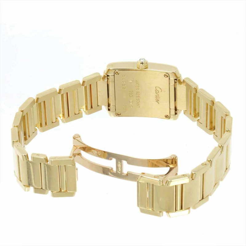 卡地亞 Tank Française SM WE1023R8 女士腕錶,鑲鑽錶圈,18K 黃金,實心石英機芯。-4