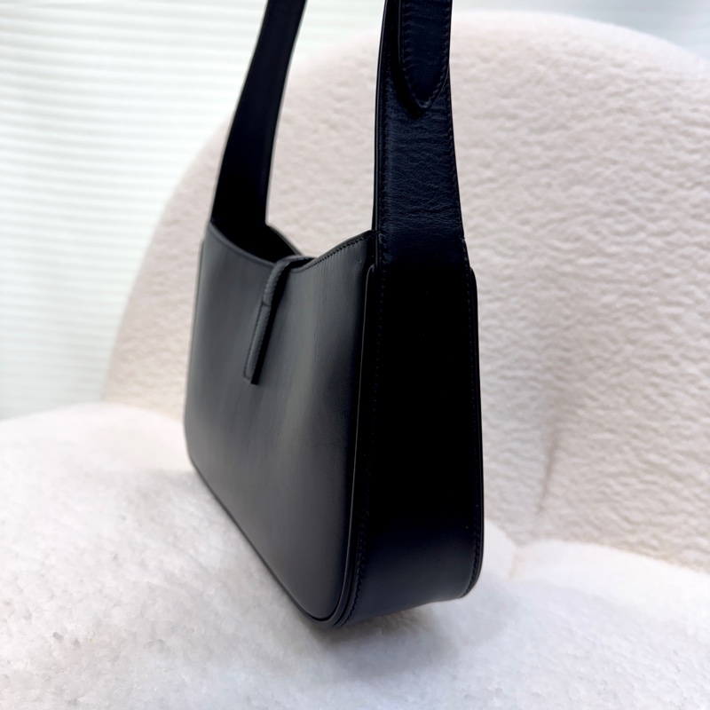 SaintLaurent YSL黑色牛皮LE5à7肩背包金釦腋下包經典logo款-5