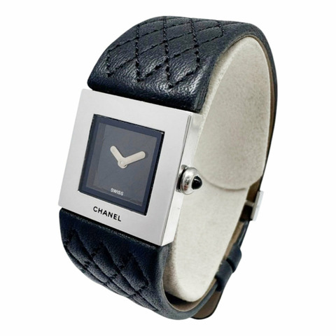 香奈兒 (CHANEL) Matelassé 女士腕錶，黑色錶盤，型號 H0116 QM00028，皮革錶帶，石英機芯